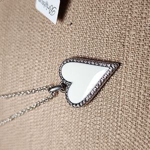 New Brighton Dazzling Love White Heart Pendant Necklace, NWT